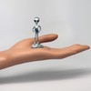 UFO Alien Holding Faceted Crystal Ball Pewter Statue