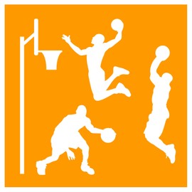 Auto Vynamics - STENCIL-BASKETBALL-10 - Basketball Silhouettes Stencil Set - Featuring Multiple Players, Ball, Net, Jersey, More! - 10-by-10-inch Sheet - (2) Piece Kit - Pair of Sheets