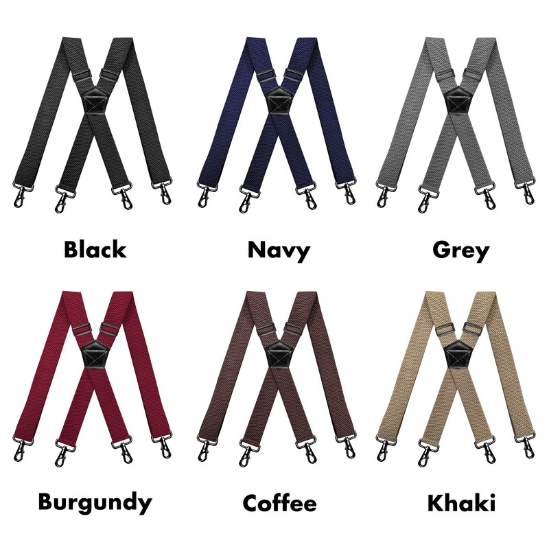RIONA Men's Braces Wide 3.8 cm with 4 Carabiner Hooks