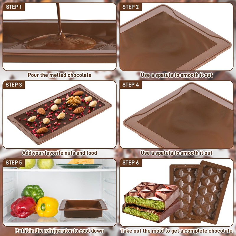 TranRantic 2 Pcs Deep Chocolate Bar Mold, Large Chocolate Molds
