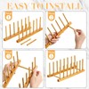 Zopeal 18 Pcs Bamboo Wooden Plate Racks Dish Rack Stand
