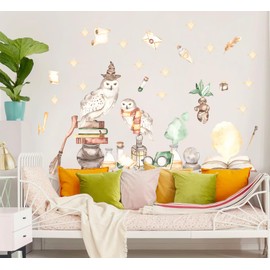 Enchanted Wizardry Wall Decals Set - Magical Owl, Wand, and Potions, Reusable Peel-and-Stick Fabric Art for Kids' Room, Playroom, and School of Magic Décor