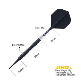 CUESOUL JIHO S4 19g Soft Tip 90% Tungsten Dart Set with Titanium Coated and Unifying ROST T19 Flight