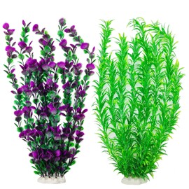 20.47 Inch Tall Aquarium Plants – Large Lifelike Artificial Fish Tank Decorations, 2 Pcs Fish Tank Plants Plastic，Durable & Safe for Freshwater/Saltwater Aquariums (Green (Style D))