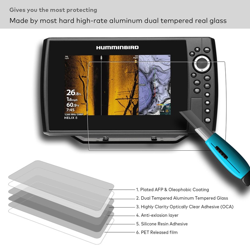 INNOSURE Premium Tempered Glass Screen Protector designed for Humminbird Helix
