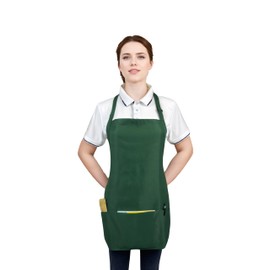 Noxiglow Adjustable Short Aprons for women with 3 Pockets, Waterproof Kitchen Cooking BBQ Apron, Unisex Chef Apron green