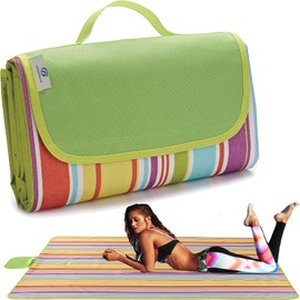 PUBAMALL Manta Impermeable para Picnic, Manta de Playa Extra Grande para Picnic, Senderismo, Acampada, Viajes (200 x 145 cm) (arcoíris)