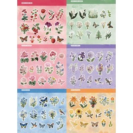 90 PCS Flower Fruit Scrapbook Stickers Kit Flower PET Transparent Waterproof Stickers Set for Junk Journal Journaling Water Bottles Phone Laptop Decals Pack for Teens Girls Kids Adults