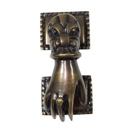 Renovators Supply Manufacturingᵀᴹ Heavy Ladies Hand Shaped Door Knocker – Solid Brass Construction, Antique Brass Finish, 4 Inch Long with Mounting Hardware