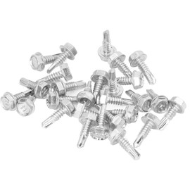 250PCS Self Drilling Screw Carbon Steel White Zinc Drill Screw M4.8x16mm for Metal Steel Hex Washer Head