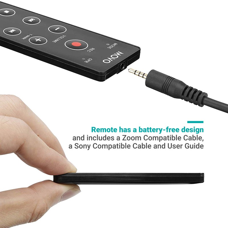 Movo REC-4 Wired Remote Control for Zoom H2n, H4n Pro,