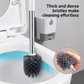 Wall Mounted Toilet Brush Set for Bathroom Cleaning – Flexible Long Handle Brush with Space-Saving Holder for Daily Home Use