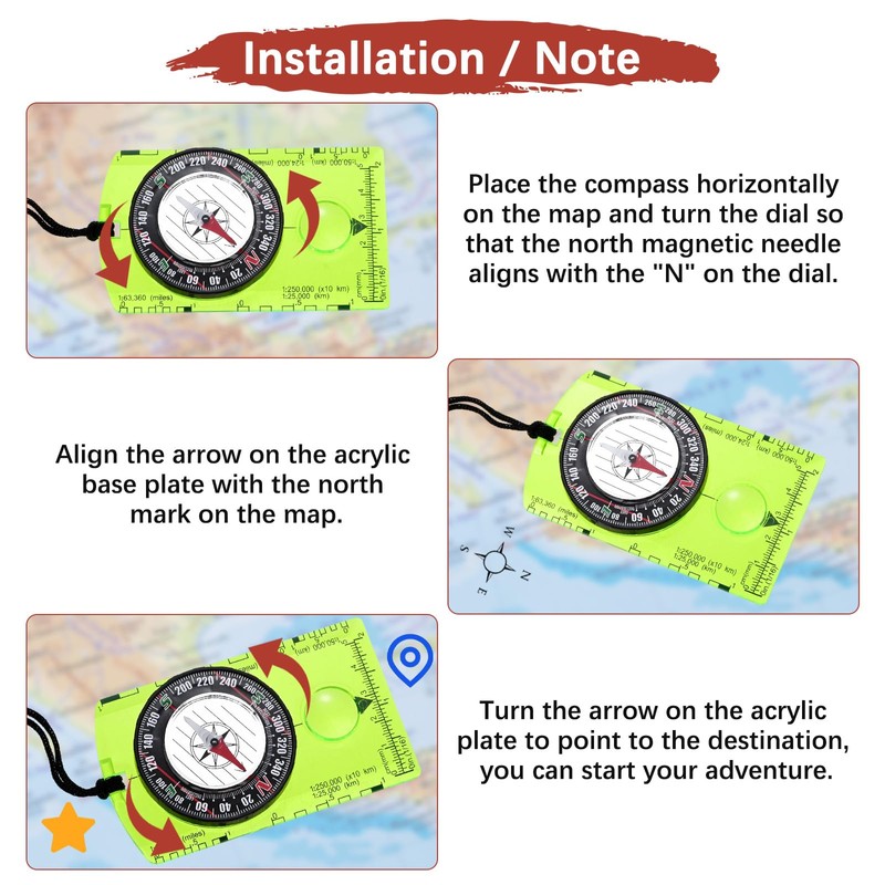 TIXIPEM Orienteering Compass [1PCS] - Waterproof Map Reading Hiking Survival