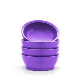 CaliBowl Large Non-Spill Plastic Bowl Set - 28oz Reusable Kitchen Bowls with Concave Inner Lip and Non-Slip Base - For Cereal, Soups, Mixing and Serving - Set of 4 - Sunset Purple