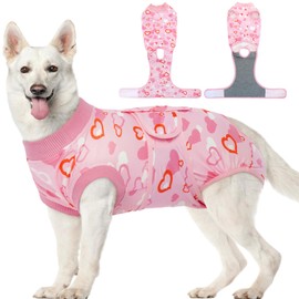 Kuoser Dog Surgery Recovery Suit, Valentine's Day Doggie Surgical Shirt for Female Male Dogs, Pet Onesies for Small Medium LargeDogs
