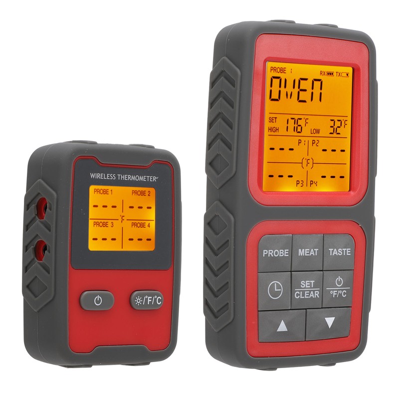 500ft Wireless Meat Temperature Meter High Accuracy LCD Backlit Temperature