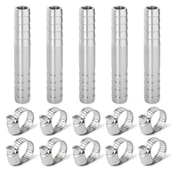 ERGAOBOY 5 Pieces 6mm Stainless Steel Straight Hose Nozzle, 2
