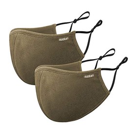 Maskari Maskari Khaki Green Reusable Face Mask | Washable | 3 Layer Face Masks | Adjustable Earloops | HeiQ Viroblock | Breathable | Ideal for women and teens | Pro 5 Pack, Medium