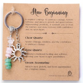 ZUNGHAND Crystal Keychain New Beginnings – Healing Crystals for Positivity, Protection & Good Luck | Inspirational Gift for Women Starting a New Job, Journey, or Chapter in Life