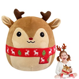 POPOYU Christmas Plush, 8 Inch Small Cuddly Toy Elk Stuffed Toy Stuffed Plush Doll, Christmas Squishmallows Plush Cushion Toy for Children Girls Boys Xmas Sofa Decoration Gift