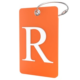 Shacke Luggage Tag Initial – Fully Bendable Tag w/Stainless Steel Loop - Orange (Letter R)