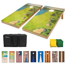 GoSports 4 Ft x 2 Ft Regulation Size Premium Wood Cornhole Set - Vintage Wood Designs (Choose Your Style)