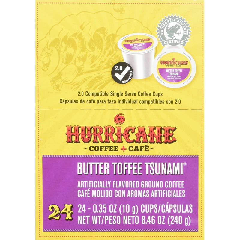 Hurricane Butter Toffee Tsunami Coffee Capsule, Compatible with Keurig K-Cup