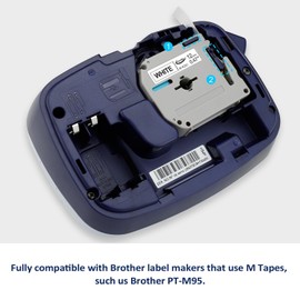 Anycolor Compatible Label Tape Replacement for Brother P Touch M Tape 12mm 0.47 Inch (White/Clear/Red/Yellow/Blue/Green) for P Touch PT-M95 PT-90 PT70 PT-65 PT85, 12mm x 8m (26.2 Ft), 6-Pack