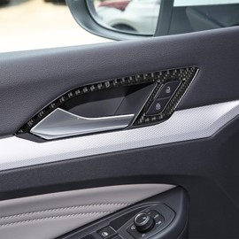 Bilisin Compatible with Inner Door Handles Carbon Fiber Panel Trim Cover Interior Accessories for Volkswagen VW Golf 8 2021 2022 2023 2Pcs Black