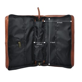 Leather Bible Cover Book Cover Planner Cover with Handle and Back Pocket (Light Brown)