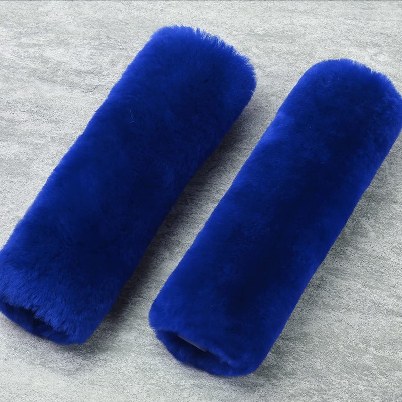 OGLAND Genuine Sheepskin Soft Fuzzy Car Seat Belt Pad Cushion,2