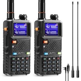 [Chirp Compatible] BAOFENG UV-5G Plus GMRS Handheld Radio, 999 Channels, 5W Long Range Rechargeable Two Way Radio with NOAA Weather Receiving, 2500mAh Battery USB-C Port, 8" & 15.5" Antennas, 2 Pack