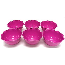 Mintra Home Reusable Bowls and Plates 6pk - Lotus Collection (Fuchsia, Bowl 6pk - (5.5inW x 2.75inH))