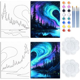 WEBEEDY 2 Pcs Date Night Painting Kit for Adults, 203x245mm Pre Drawn Heart Canvas to Painting for Couples Painting Kit Date Night, Party and Sip Supplies, Valentine's Day Gift, Picnic Date