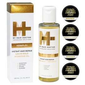 My Hair Doctor Liquid Gold Hydrating Oil Treatment, Lightweight, Non Sticky Formula Revives and Restores Colour Treated Hair, Vegan Friendly, 150ml