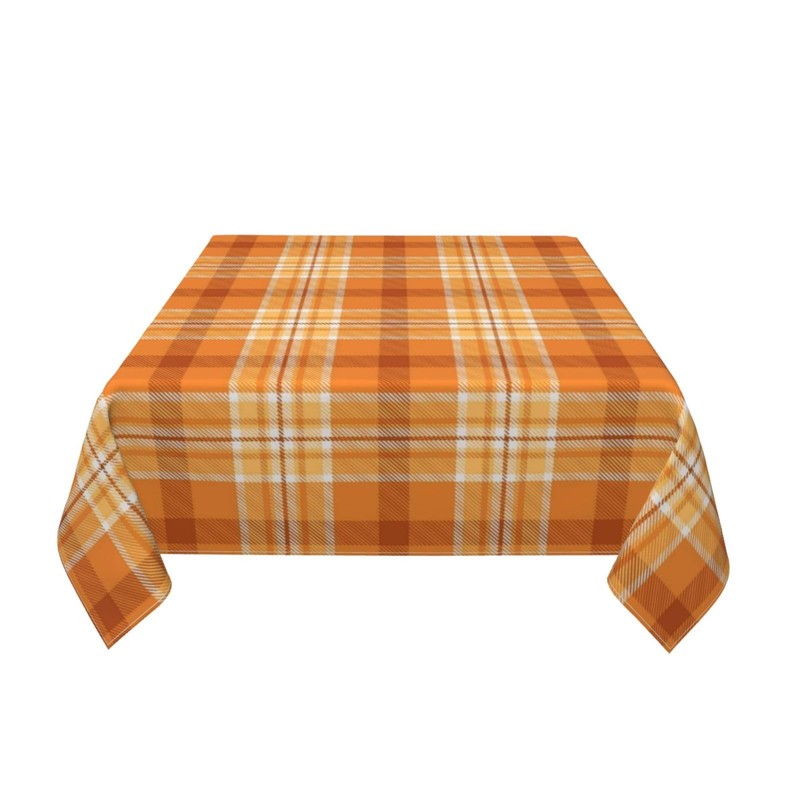 Fall Square Tablecloth 54 Inch,Burnt Orange Buffalo Plaid