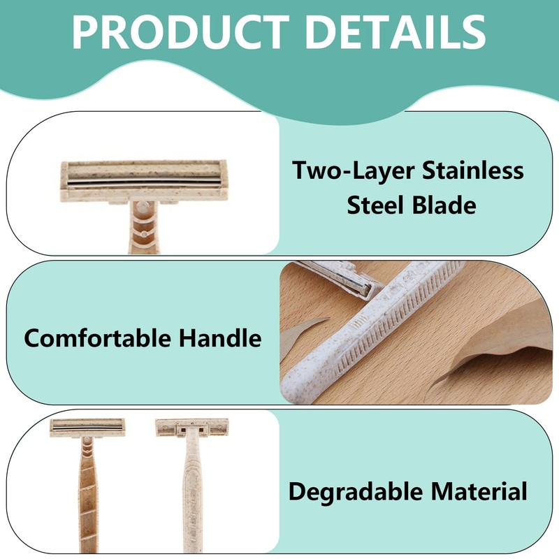 10PCS Disposable Razors, Wheatstraw Razors Biodegradable Single-Use Body and Face
