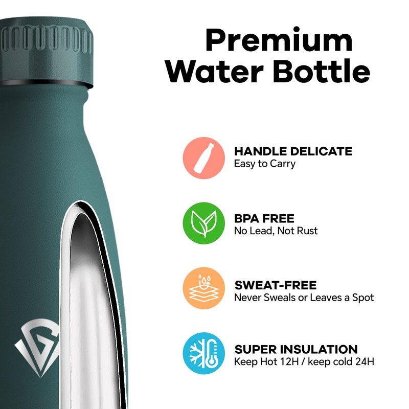 Grsta Thermos Flask, 500 ml Stainless Steel Drinking Bottle, BPA-Free,