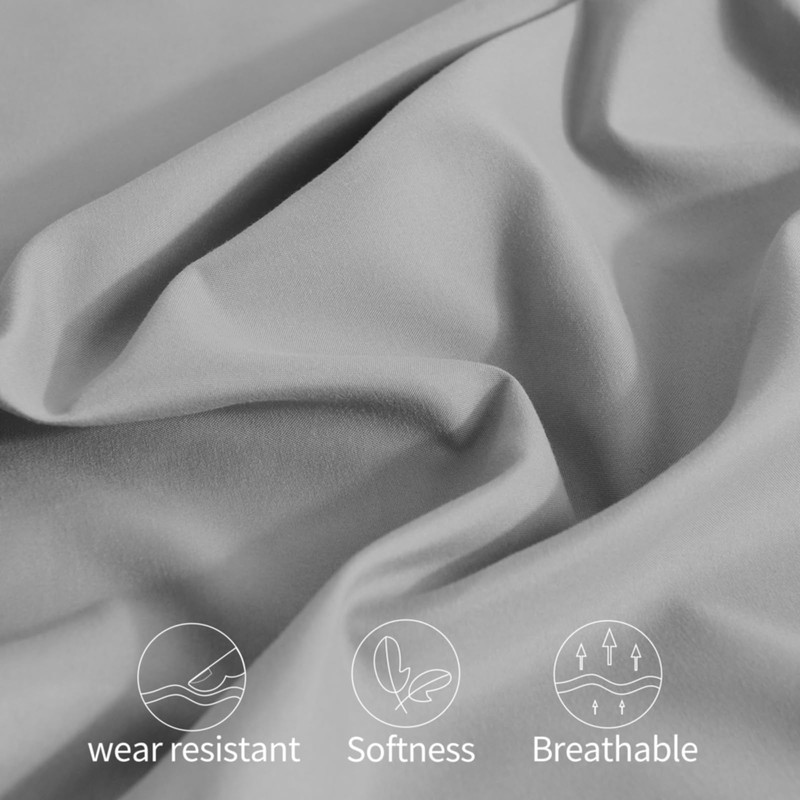 Horbaunal 2 Pack Microfiber Pillowcases Standard Size Light Grey Bed