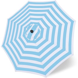 Bayside21 9ft Market Patio Umbrella Canopy - 8 Ribs Canopy Replacement - UV Protective UPF 50+ and Fade Resistant Patio Canopy - Wind Vent Replacement Canopy Cover (Canopy Only)-Baby Blue White Stripe