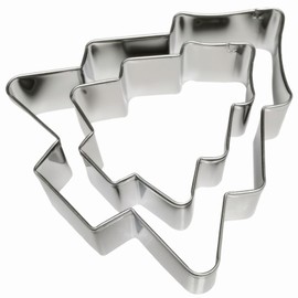 Tree Shaped Cookie Cutters Set of 2 pcs, Stainless Steel Christmas Tree Fondant Cutter Molds Baking DIY (Tree Shape F)