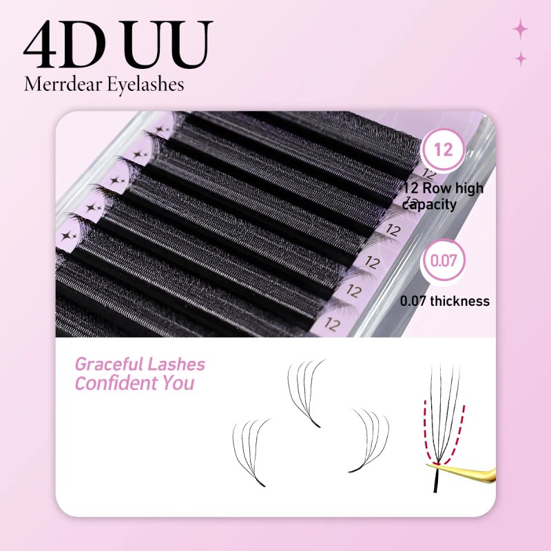 Extensiones De Pestañas Merrdear U Shaped 4d Uu Mix 8-15