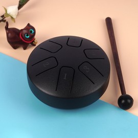 Tongue Drum 3.8 Inch 6 Note Mini Ethereal Drum Puzzle Toy Children Percussion Instrument Matte Black
