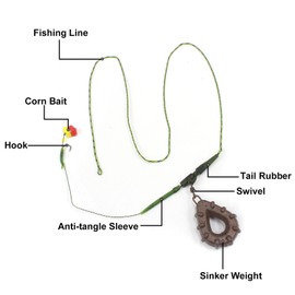 3 Pack Carp Fishing Inline Rig Set with Sinker Weight Tail Rubber Tubes Anti-Tangle Sleeves Quick Change Swivels