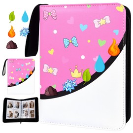 4 Pocket Trading Card Binder, Double Sided Card Album Holder, Premium Zip Trading Card Binder with Stickers, Collector Playing Card Folder