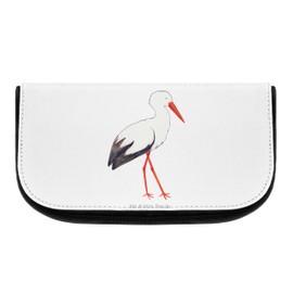 Mr. & Mrs. Panda Cosmetic Bag Stork Gift Animal Motifs Pregnant Becoming a Mother Makeup Bag Baby Belly Animals Toiletry Bag, White, Hand Drawn