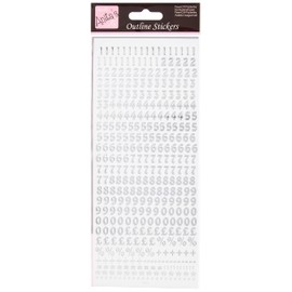 Anitas Outline Stickers, Small Numbers, Silver on White, For Scrapbooking, Card Making, Kids Play, Homework, Art, Craft, Embelish, Decorative, Paper, Card, Glass, Metal, Plastic, Foam