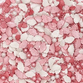 Sprinkletti - Candy Floss - 100g. This pretty mix of pink and white sprinkles includes glimmer shapes, pearls & sprinkles & is ideal for all your cakes & bakes. (Candy Floss)
