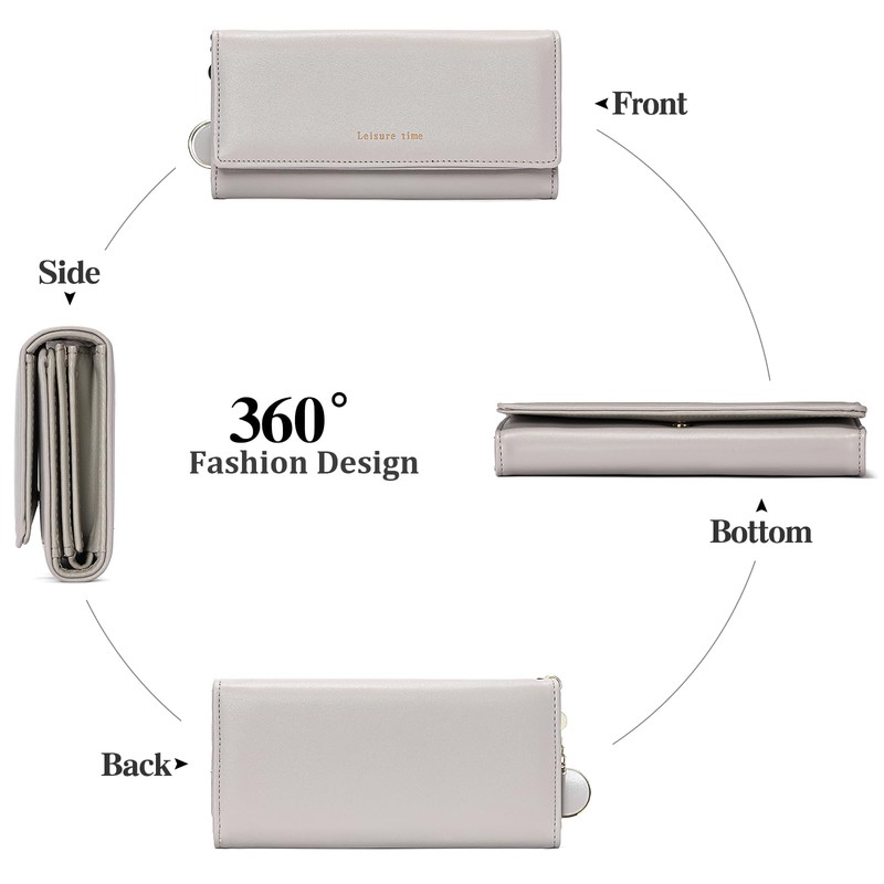 LEEXTON Multifunctional Women's Long Purse, Large Purse, PU Leather Wallet