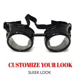 Steampunk Victorian Goggles Rave Glasses, Sleek and Stylish Industrial, Punk Clear Lenses